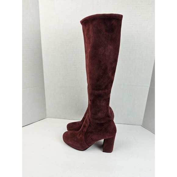 Prada Leather Suede Knee High Heeled Boots Size 36.5 - Picture 5 of 12